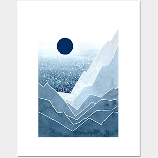 Blue mountain in watercolor Posters and Art